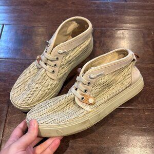 SATORISAN Hamoru Woven Raffia Women’s Ivory Mid Top Sneaker Shoes 39